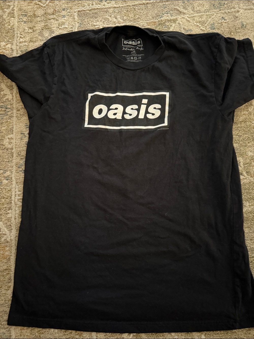 Oasis Black T-shirt with White Logo Print